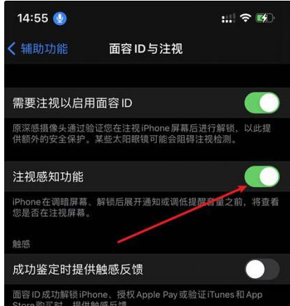 石渠苹果14维修网点分享iPhone14注视感知功能有什么用 