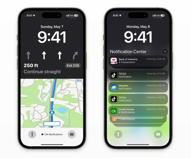 石渠苹果维修服务分享iOS17锁屏地图导航半屏显示长什么样 